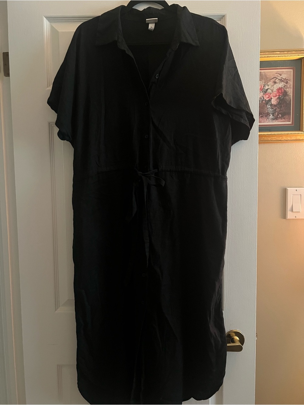 a new day Black Midi Tie Shirt Dress